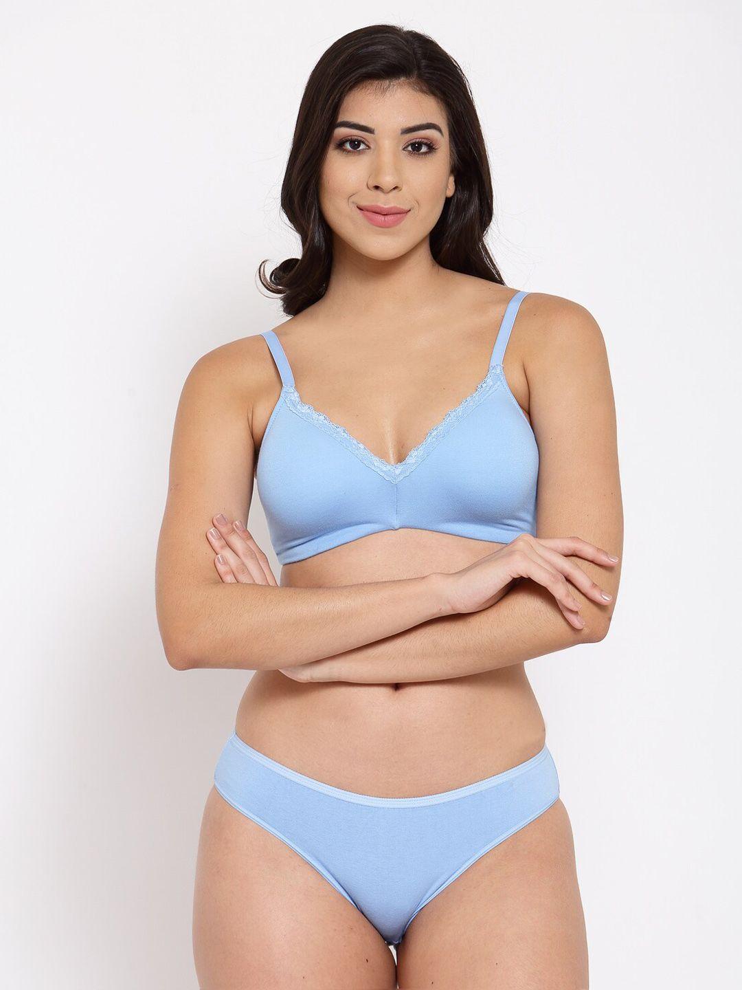 inner sense women blue solid antimicrobial sustainable lingerie set isbp105_imp004