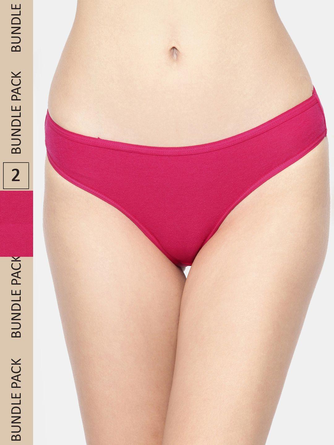 inner sense women pack of 2 fuchsia pink solid antimicrobial sustainable bikini briefs impc004