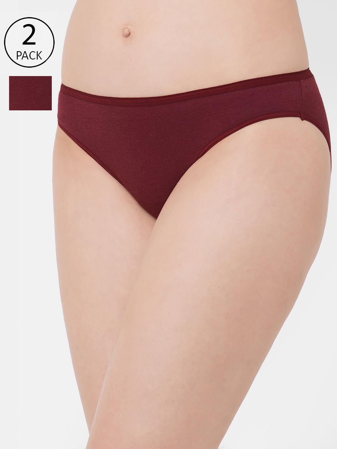 inner sense women pack of 2 maroon antimicrobial organic cotton bikini briefs