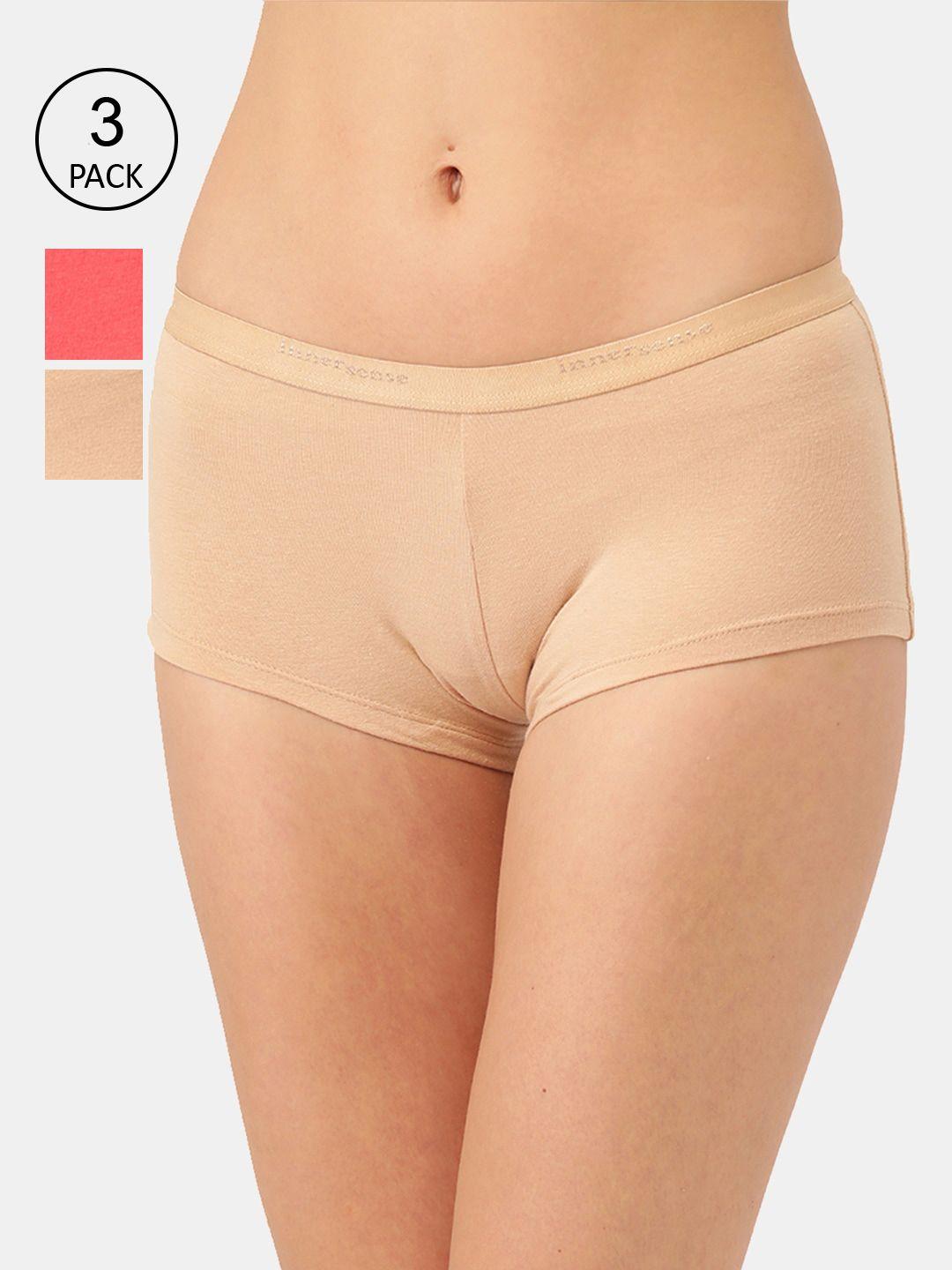 inner sense women pack of 3 assorted antimicrobial boyshorts