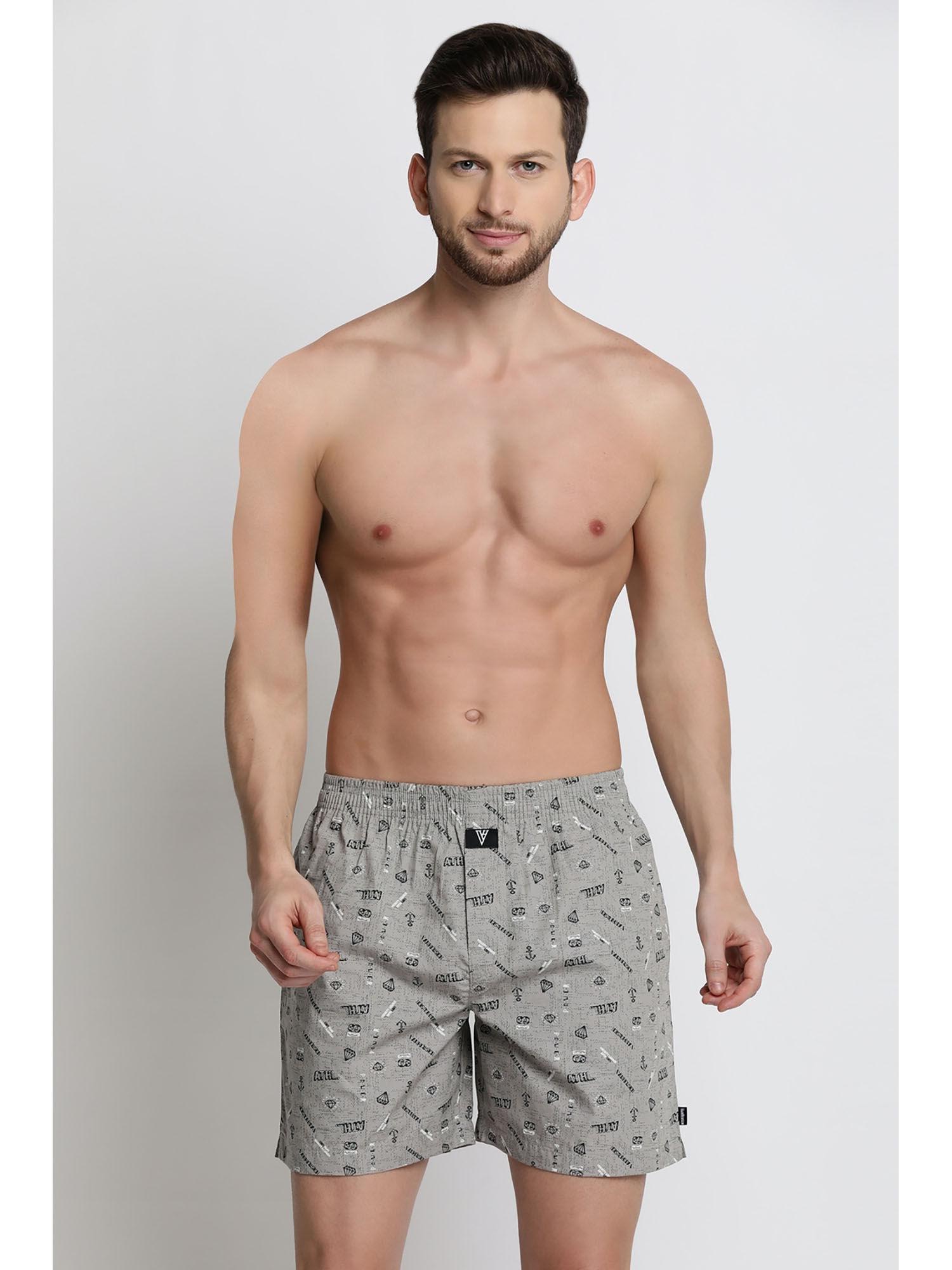 innerwear men grey print boxer shorts