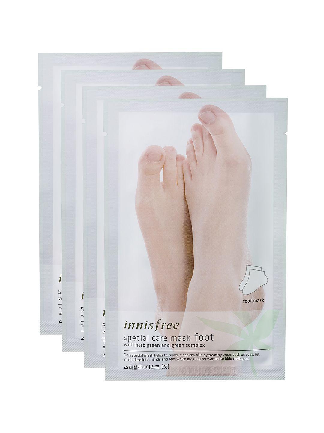 innisfree set of 4 special care foot mask with herb green & green complex - 20 ml each