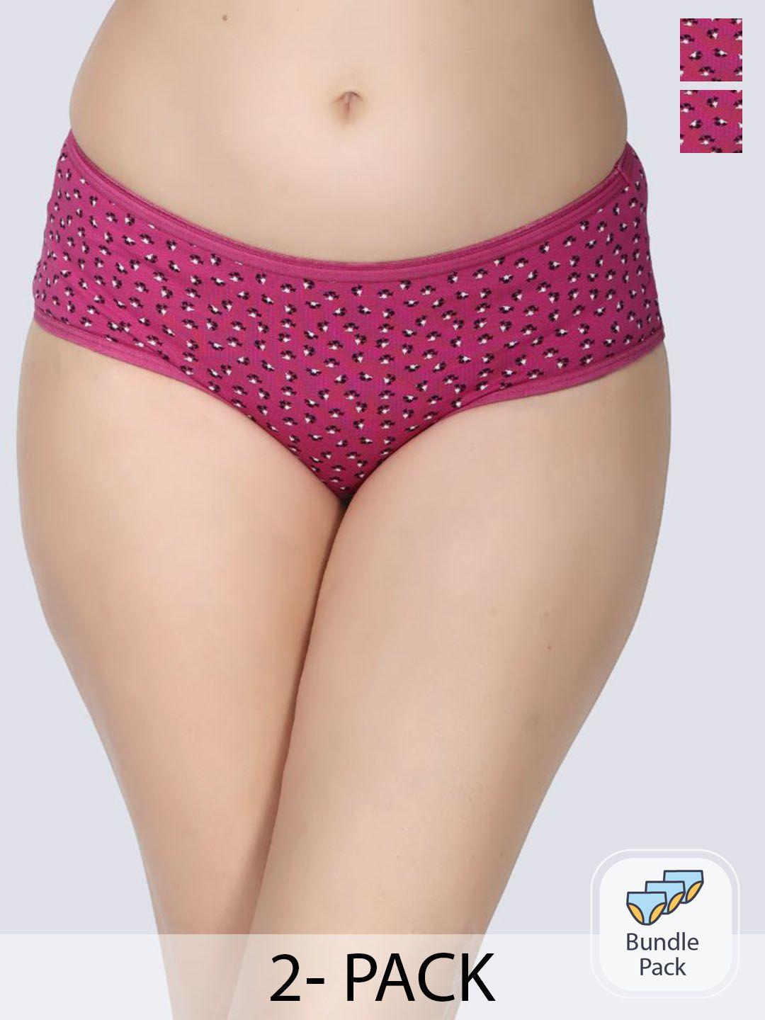 innocence pack of 2 floral printed mid-rise basic briefs