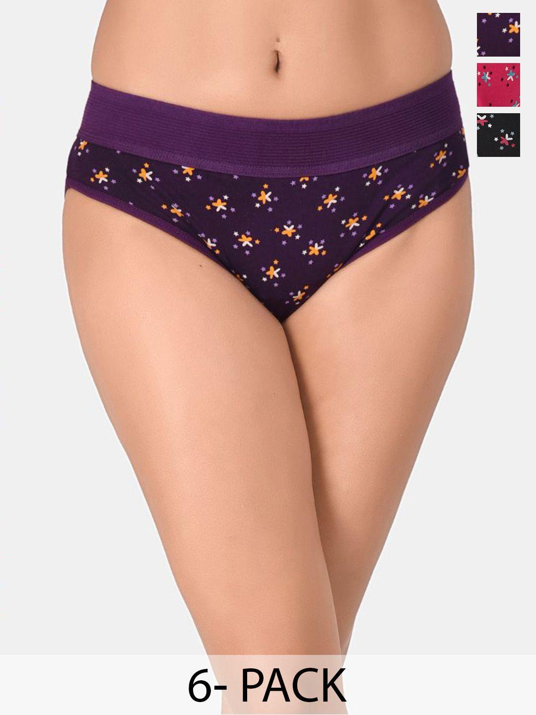 innocence pack of 6 floral printed hipster briefs