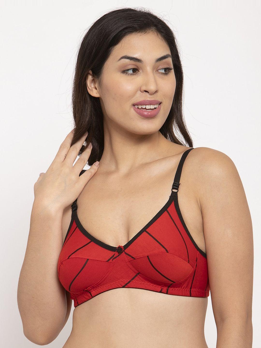 innocence red & black printed non-wired non padded everyday bra bbaplin90122