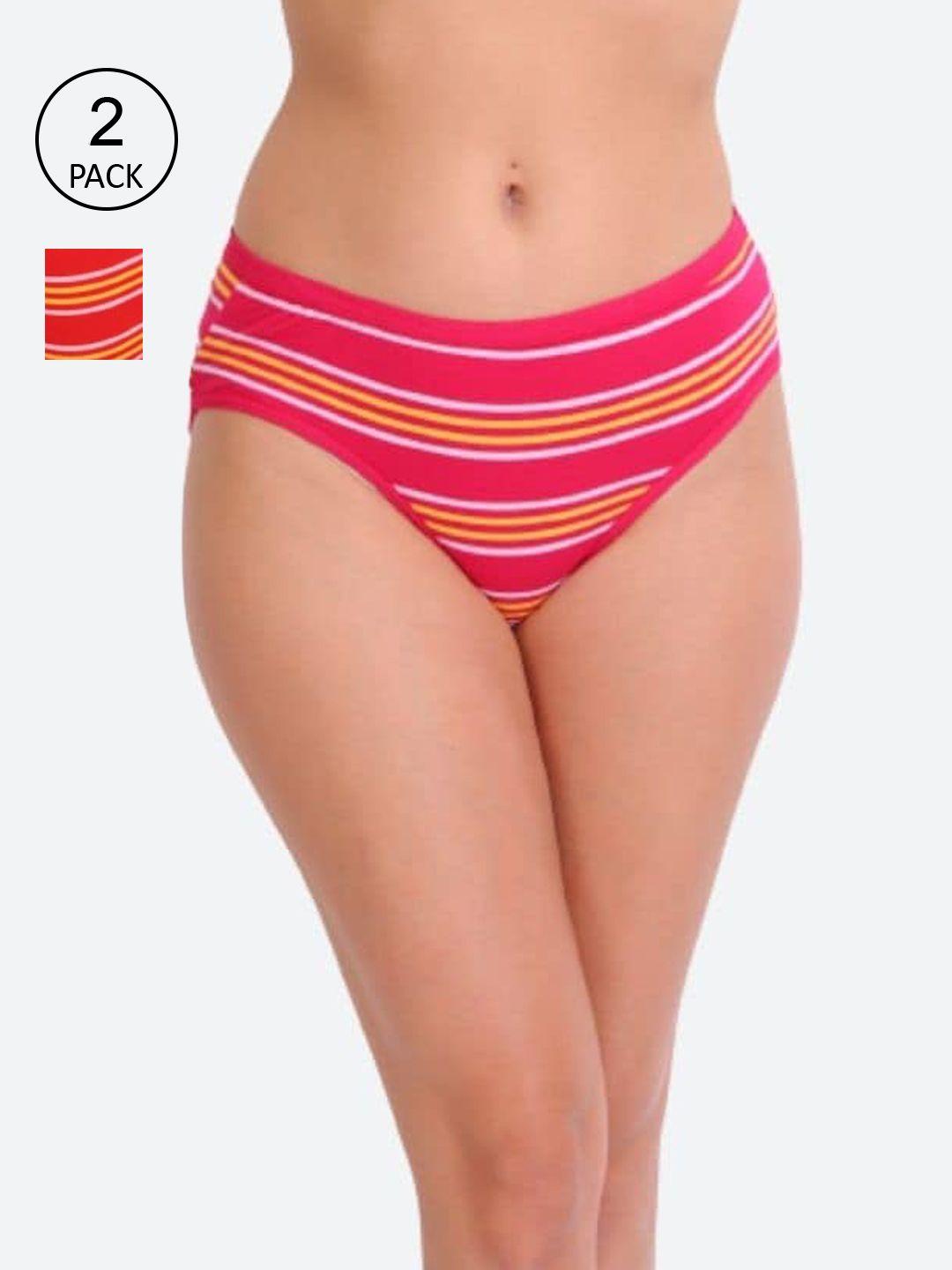 innocence women pack of 2 striped cotton hipster briefs