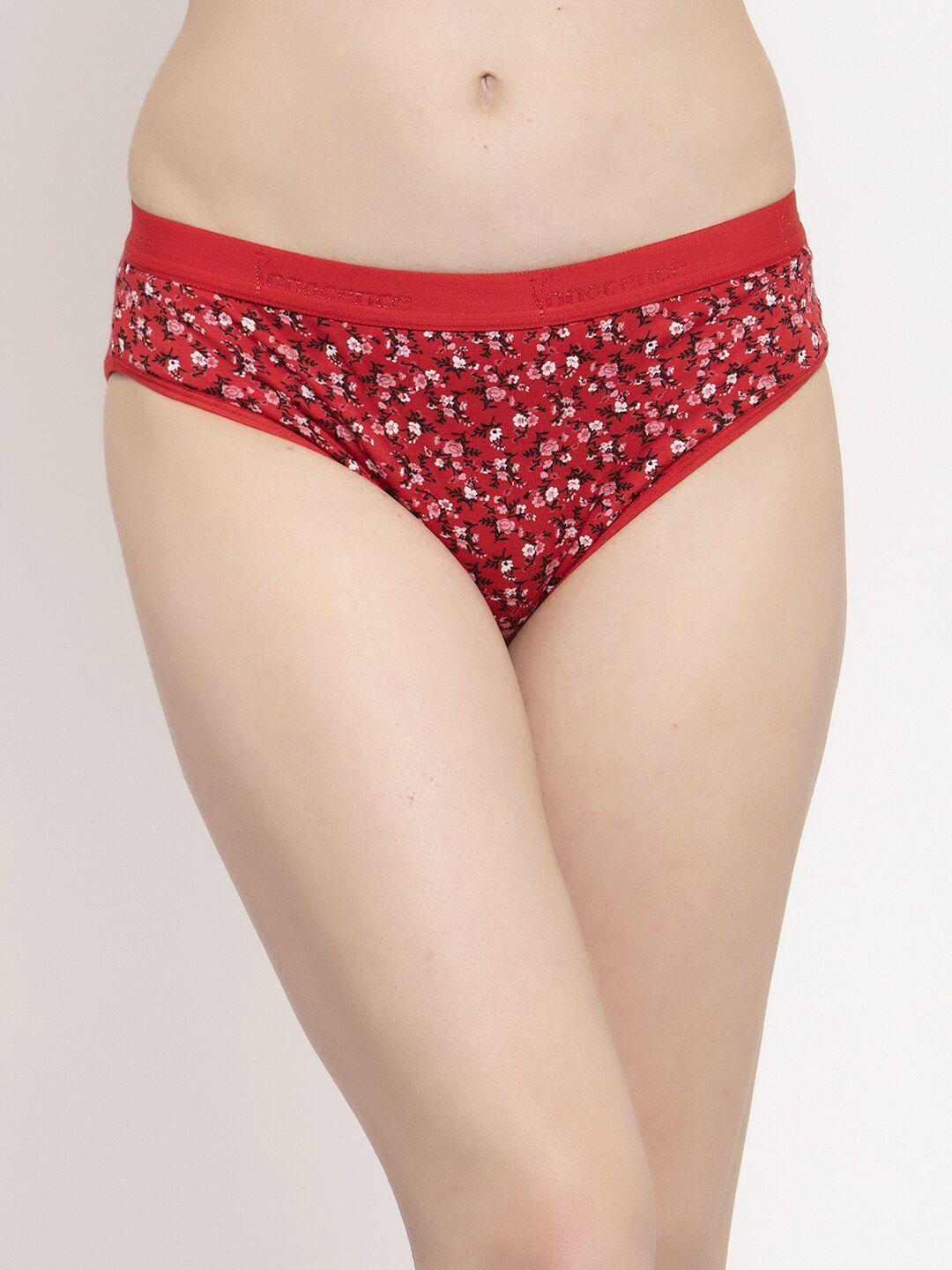 innocence women red & black printed hipster briefs bbaplin90224