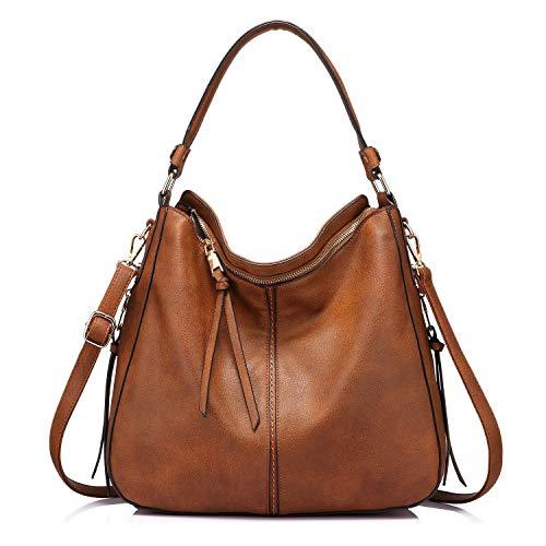 inovera (label) faux leather women handbags shoulder hobo bag ladies big purse with long strap (black, brown)