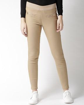 insert pockets jeggings with zip detail