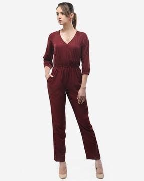 insert pockets 3/4th sleeves jumpsuit