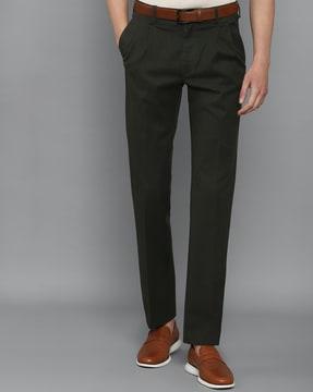 insert pockets flat-front pants