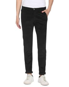 insert pockets flat-front pants