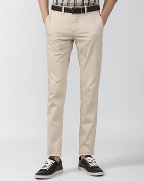 insert pockets flat-front pants