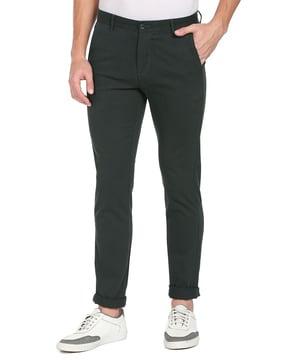 insert pockets flat-front pants