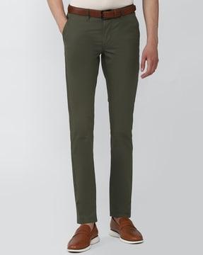 inserted pockets flat- front pants