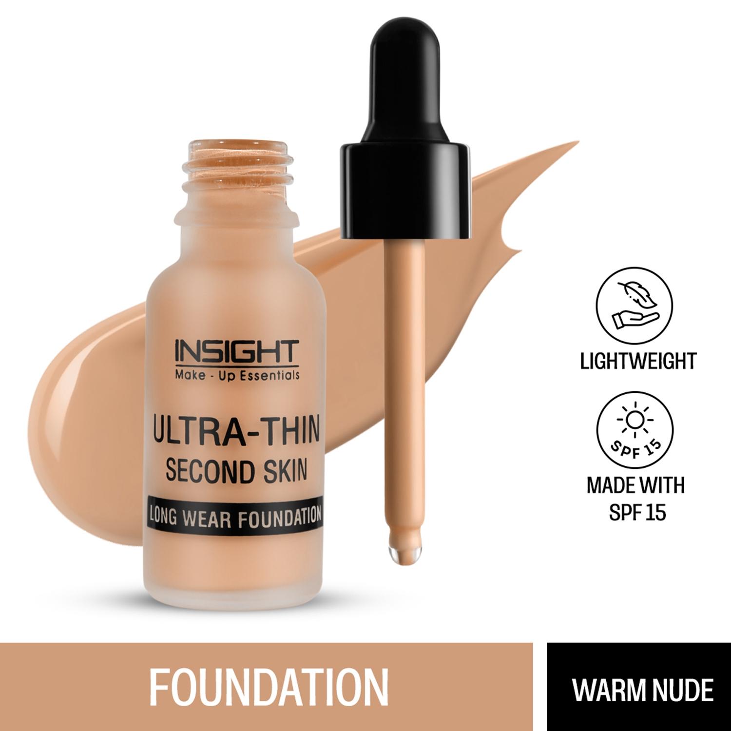 insight cosmetics ultra thin second skin long wear foundation - warm nude (20ml)