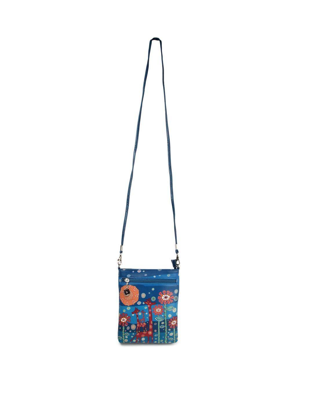 instabuyz blue floral printed pu shopper sling bag