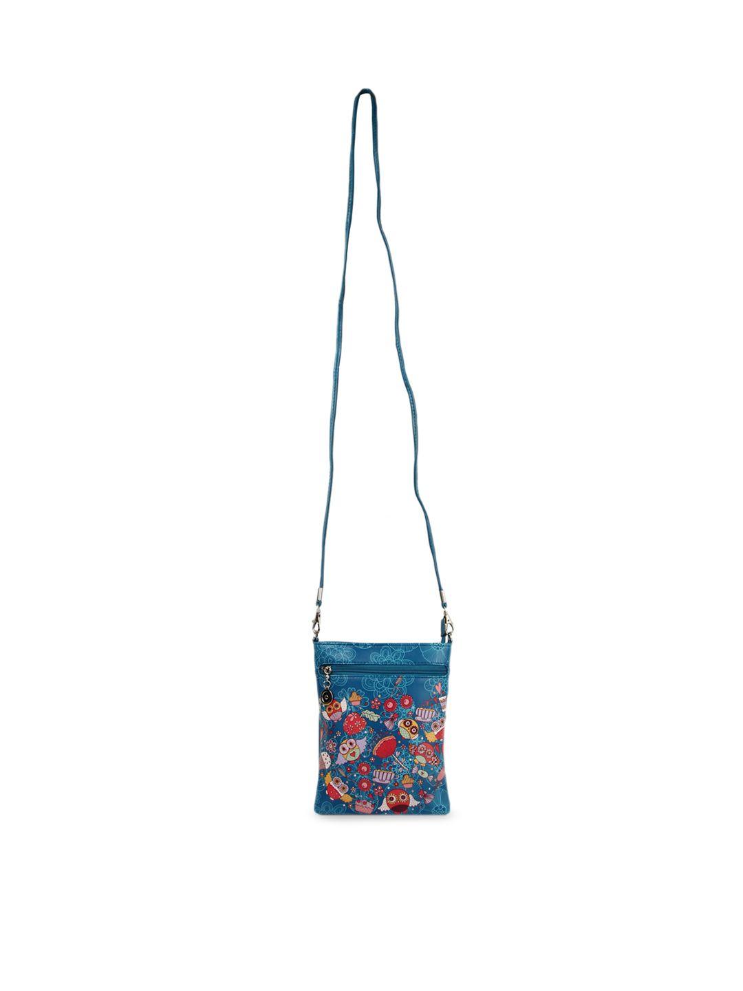 instabuyz blue floral printed pu structured sling bag