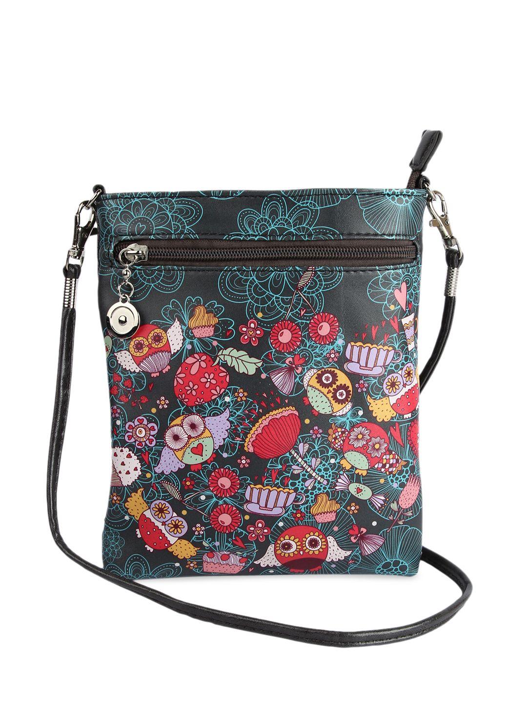 instabuyz green floral printed pu shopper sling bag