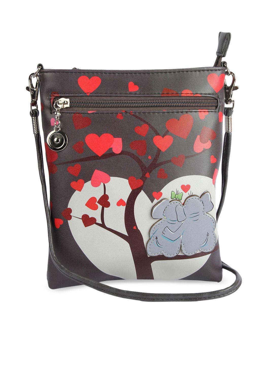 instabuyz grey floral printed pu structured sling bag