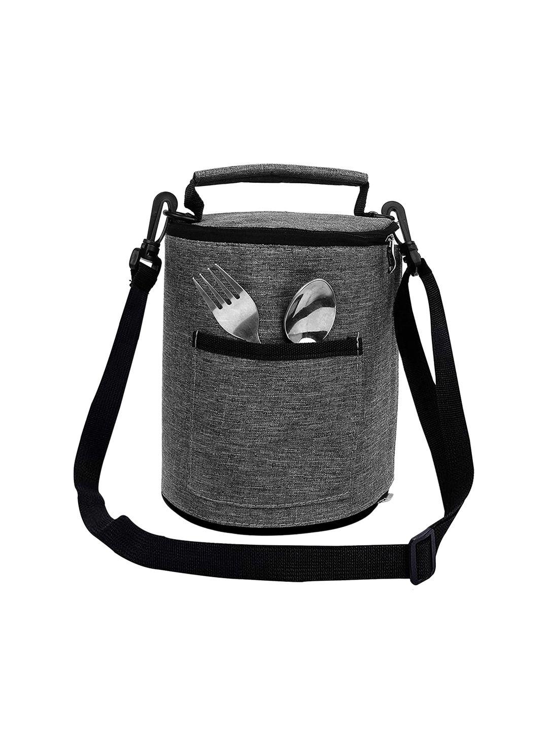 instabuyz grey solid zipper leak-proof 7l lunch bag