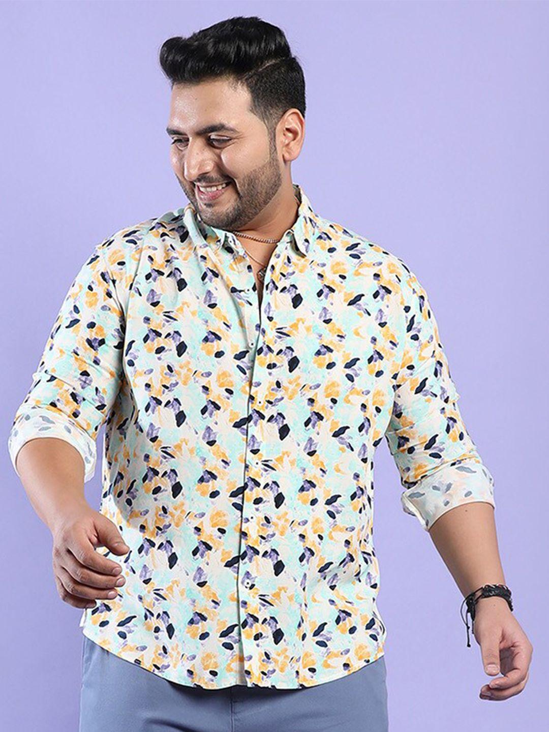instafab plus men plus size classic abstract printed casual cotton shirt