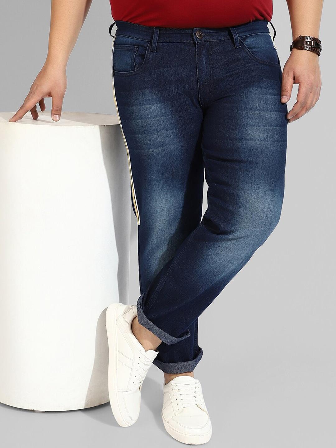 instafab plus men plus size classic relaxed fit light fade stretchable jeans