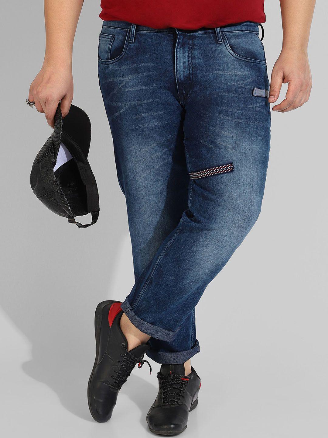 instafab plus men plus size relaxed fit light fade cotton stretchable jeans