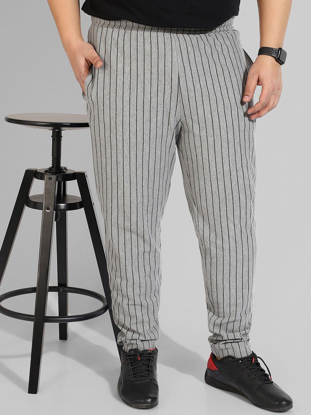 instafab plus men plus size striped cotton regular fit track pants