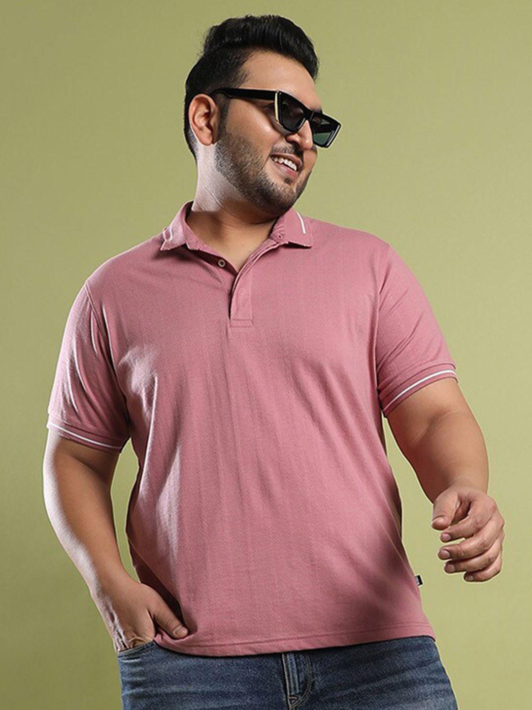 instafab plus plus size self design polo collar cotton t-shirt