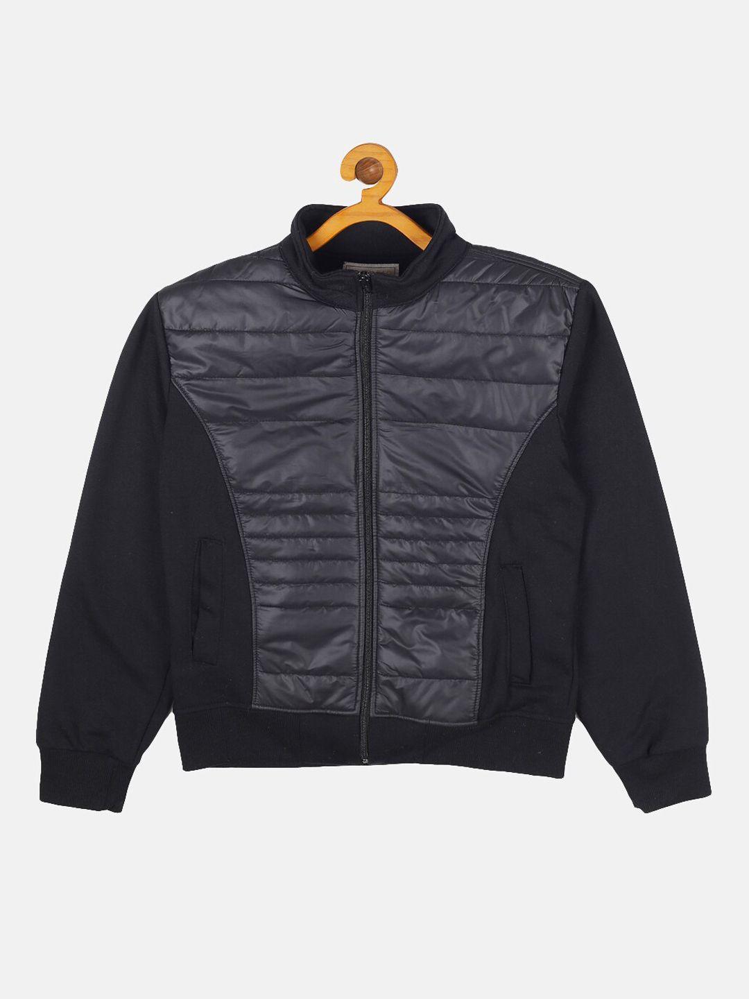 instafab boys black striped windcheater bomber jacket