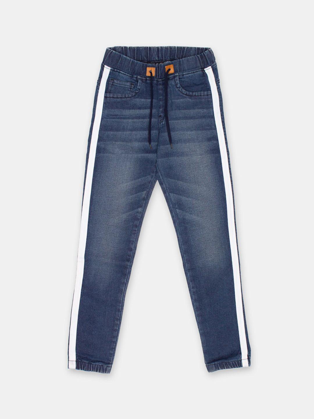 instafab boys blue regular fit mid-rise clean look jeans