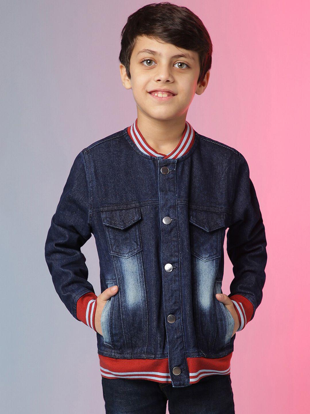 instafab boys blue washed windcheater outdoor denim jacket