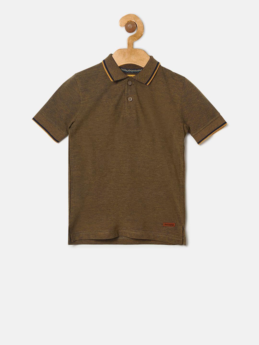 instafab boys brown polo collar t-shirt