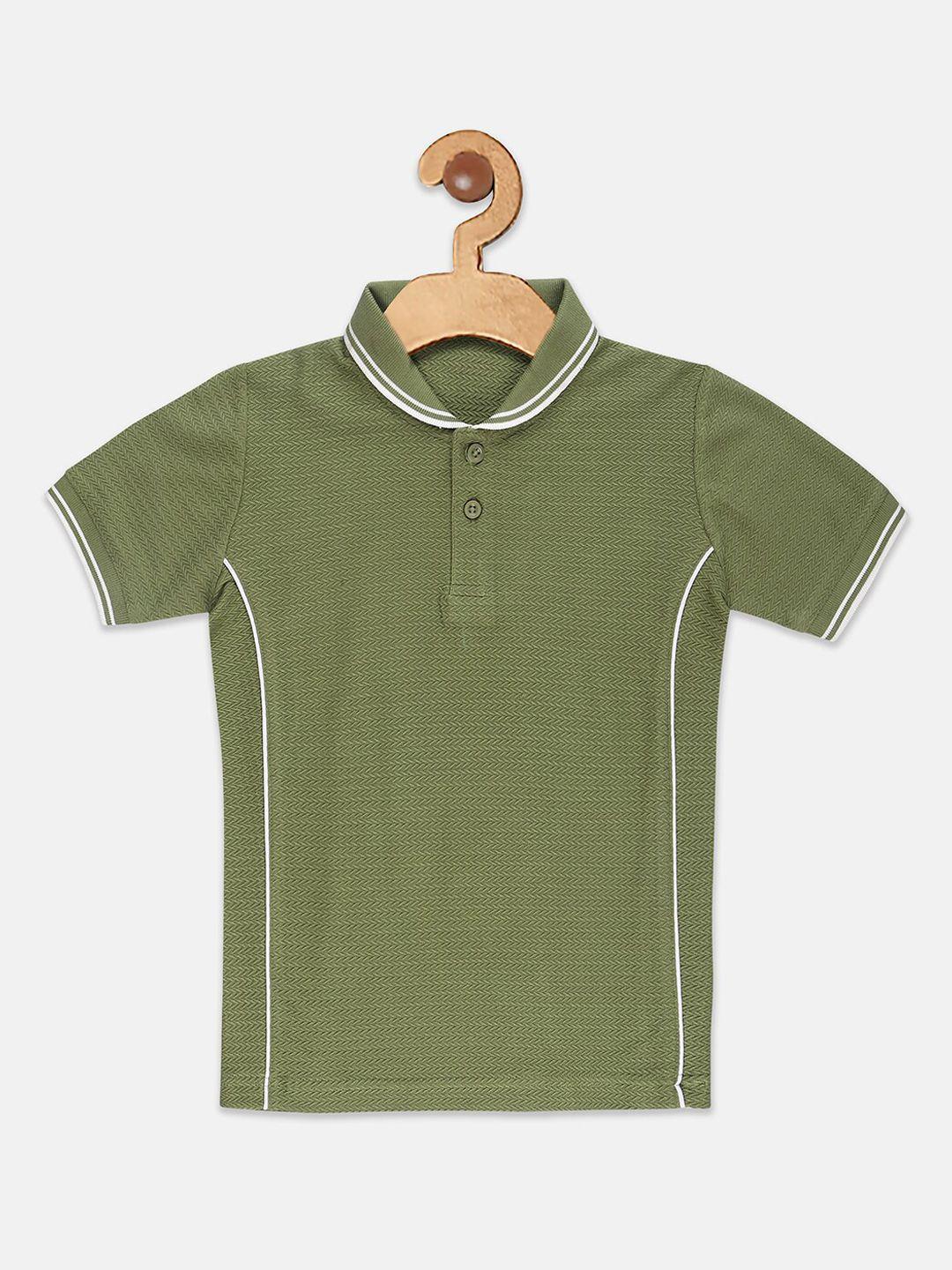 instafab boys green polo collar t-shirt