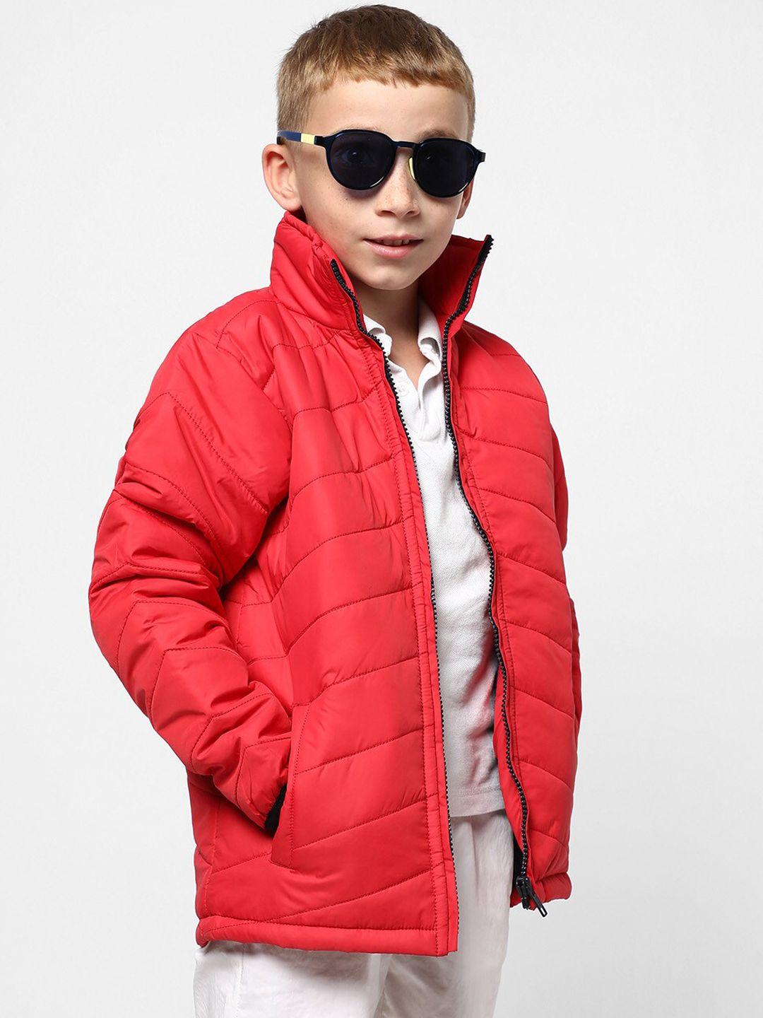 instafab boys mock collar long sleeve zip detail windcheater crop outdoor  padded jacket