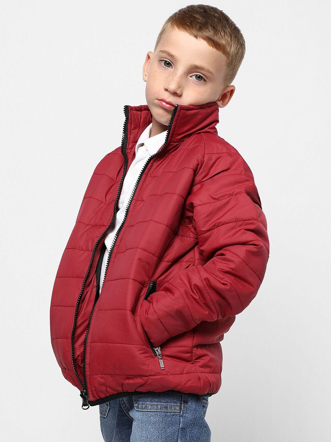instafab boys mock collar long sleeve zip detail windcheater outdoor padded jacket