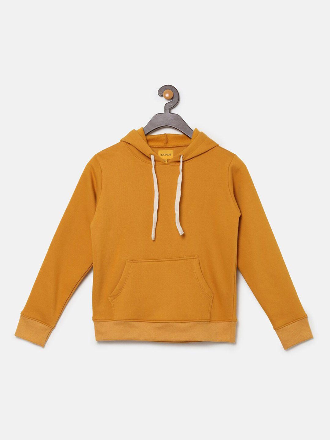 instafab boys mustard hooded sweatshirt