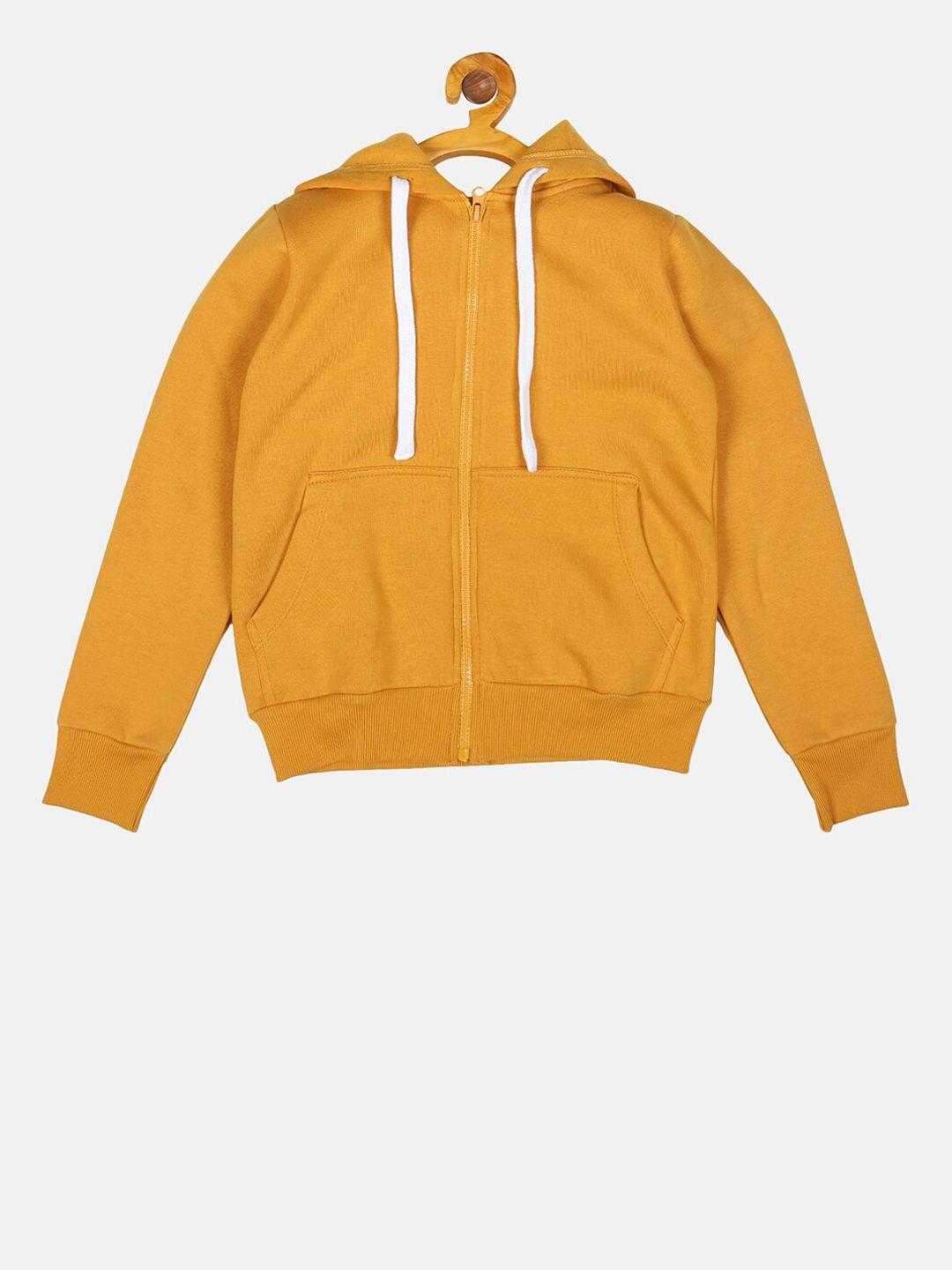 instafab boys mustard yellow solid hooded sweatshirt