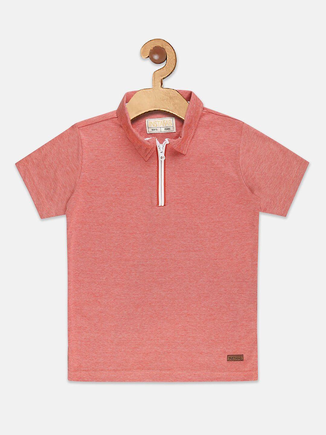 instafab boys orange polo collar cotton t-shirt