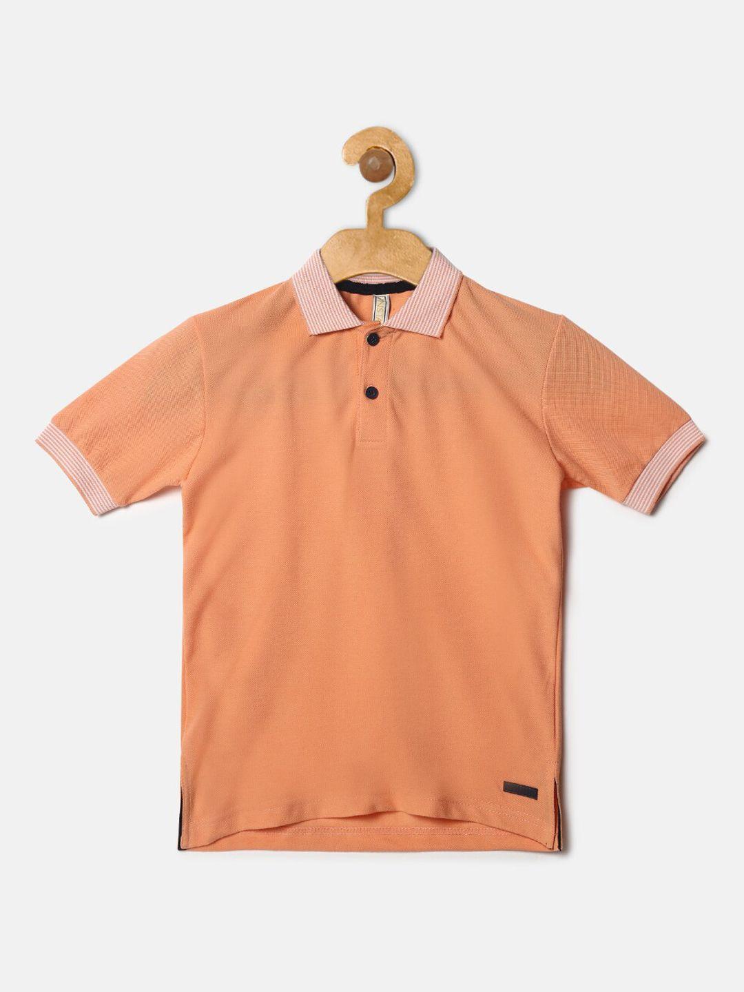 instafab boys orange solid polo collar t-shirt