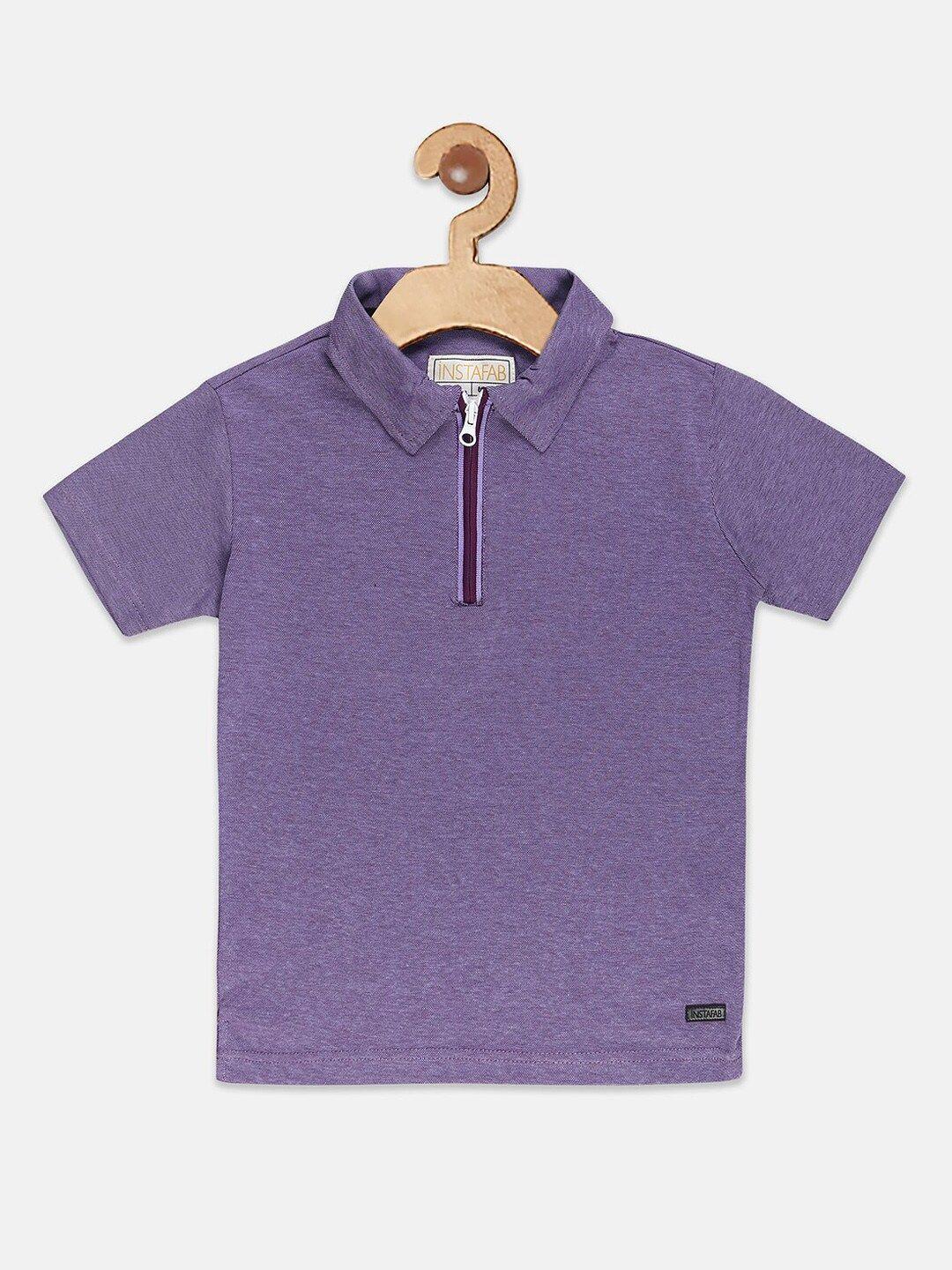 instafab boys purple polo collar t-shirt