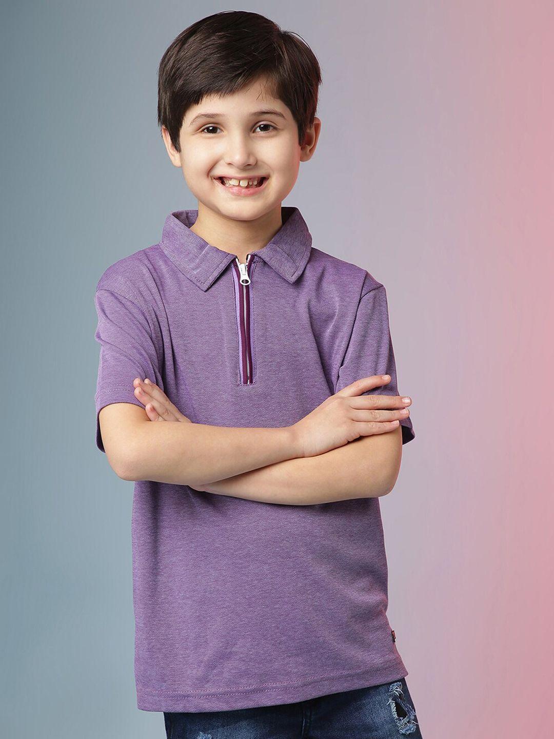 instafab boys purple polo collar t-shirt