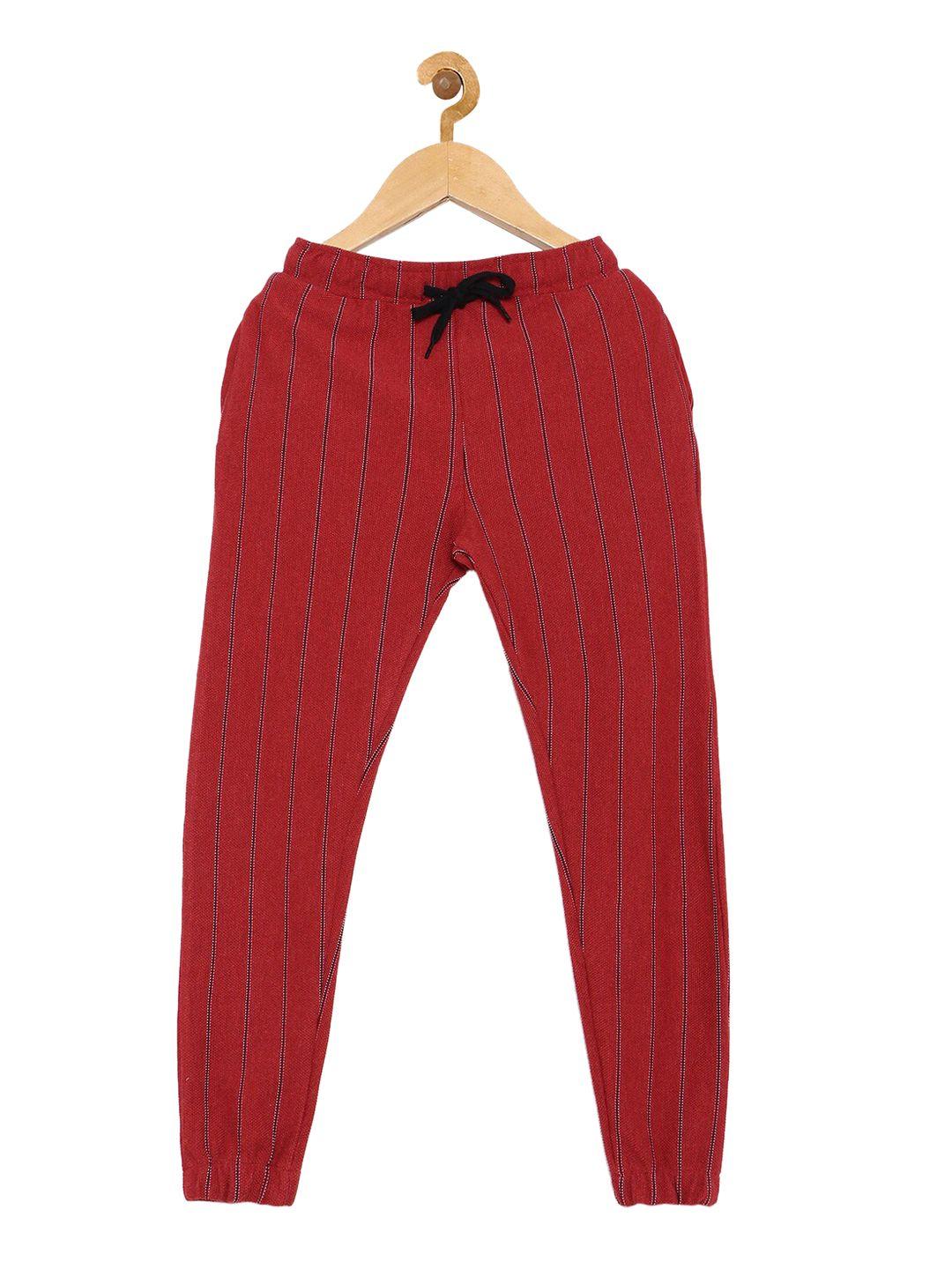 instafab boys red striped cotton joggers