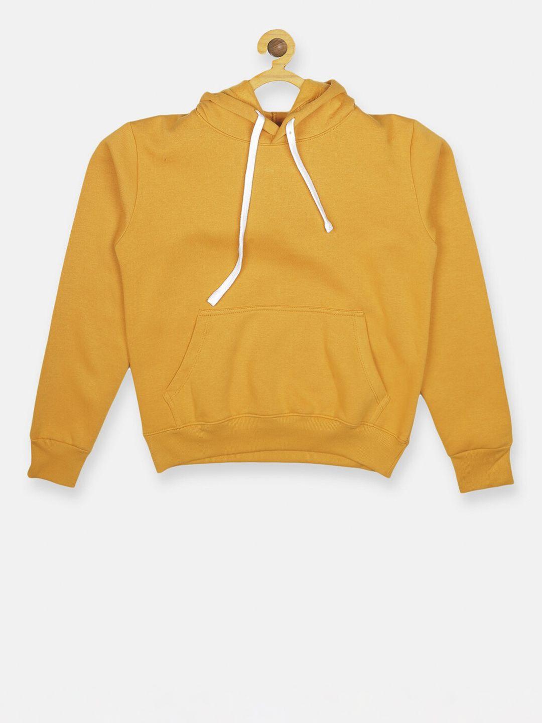 instafab boys yellow solid hooded sweatshirt