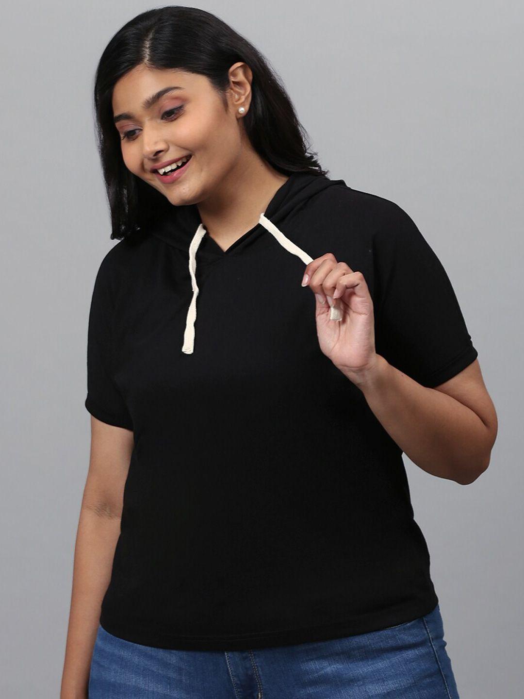 instafab plus black tie-up neck regular top