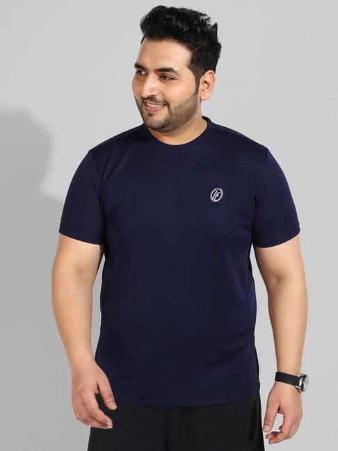 instafab plus blue regular fit plus size t-shirt