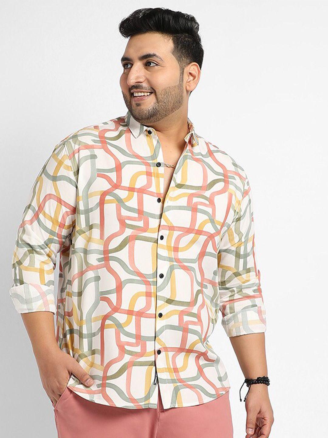 instafab plus classic abstract printed cotton casual shirt