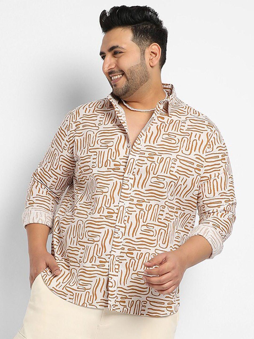 instafab plus classic abstract printed cotton casual shirt