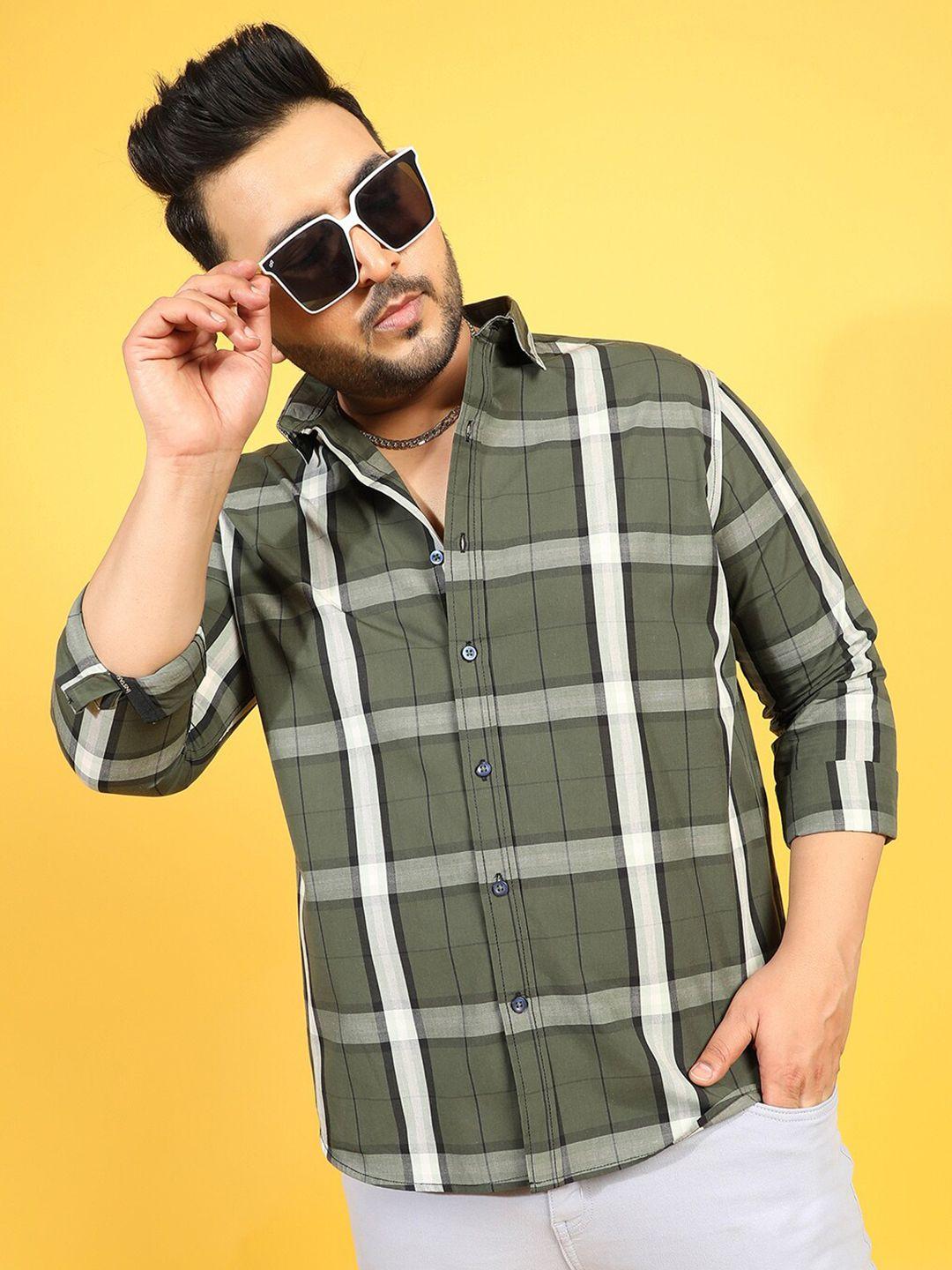 instafab plus classic fit tartan checked cotton casual shirt